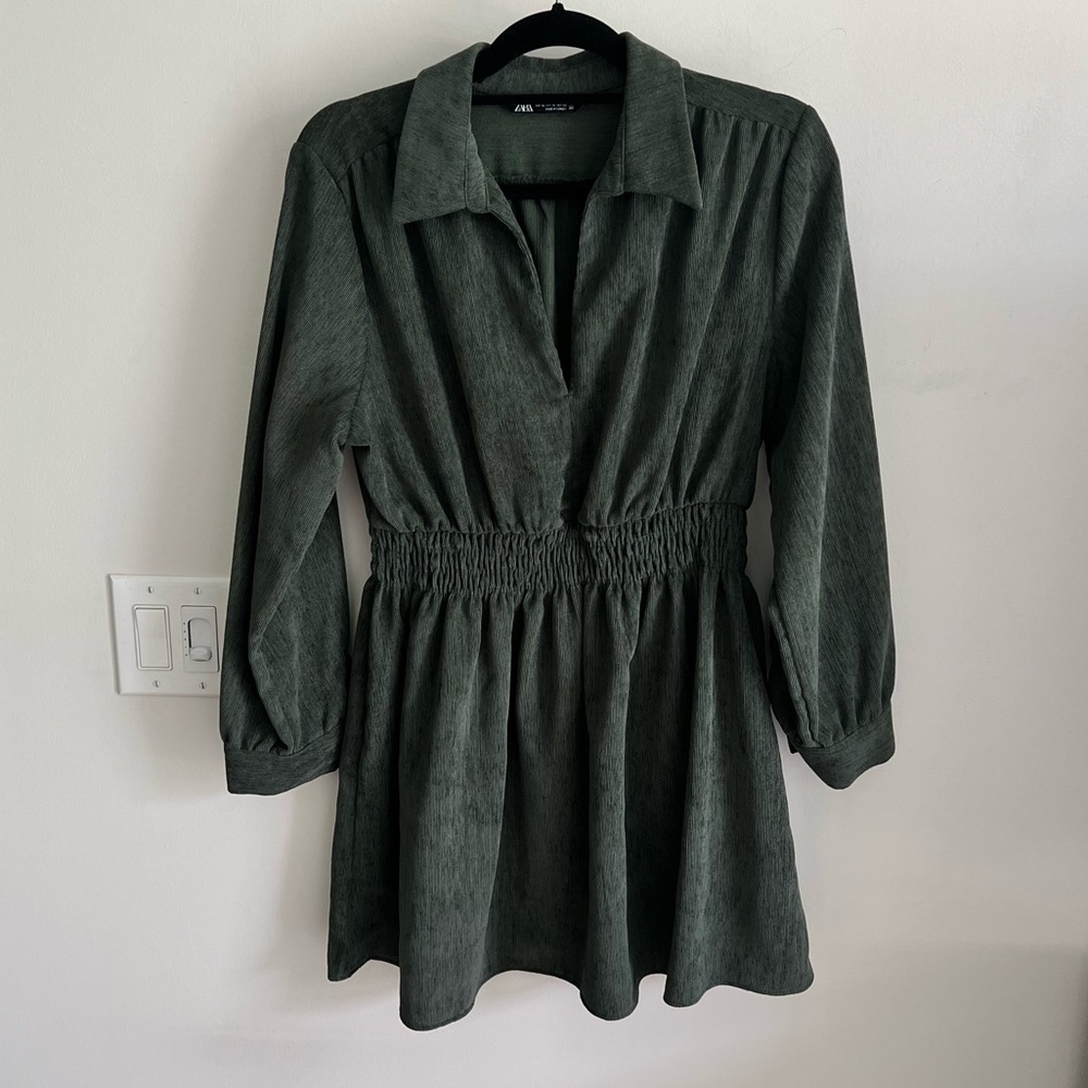ZARA Green Corduroy Dress - Picture 2 of 7